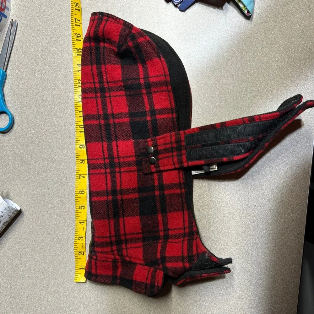 Bailey‎ & Bella Red Black Plaid Dog Pet Jacket Velcro Closure. Faux Leather